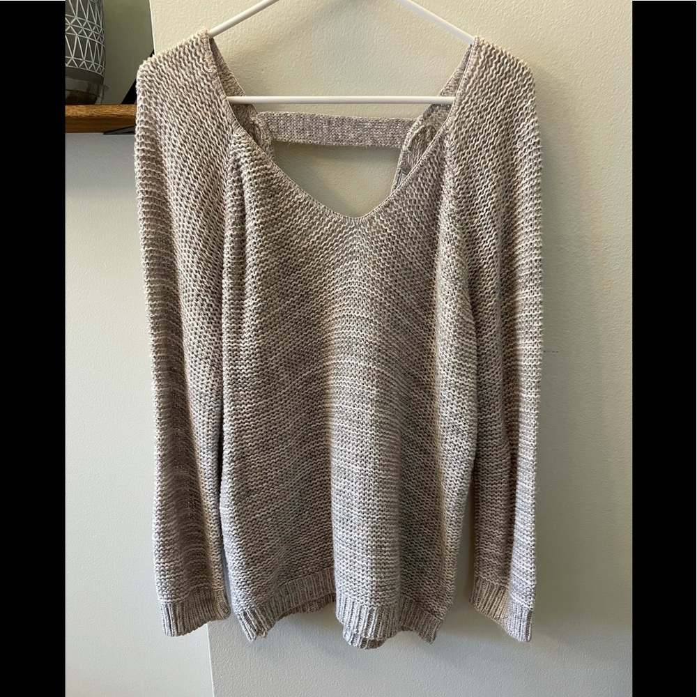 Susina Back Cut Out Tunic Sweater - Grey - S